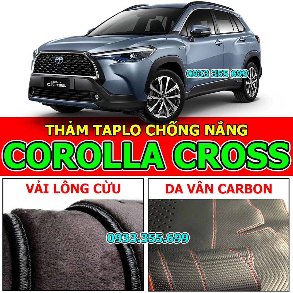 Thảm Taplo TOYOTA COROLLA CROSS bằng Nhung lông Cừu hoặc Da vân Carbon, Da vân Gỗ 2020 2021 2022