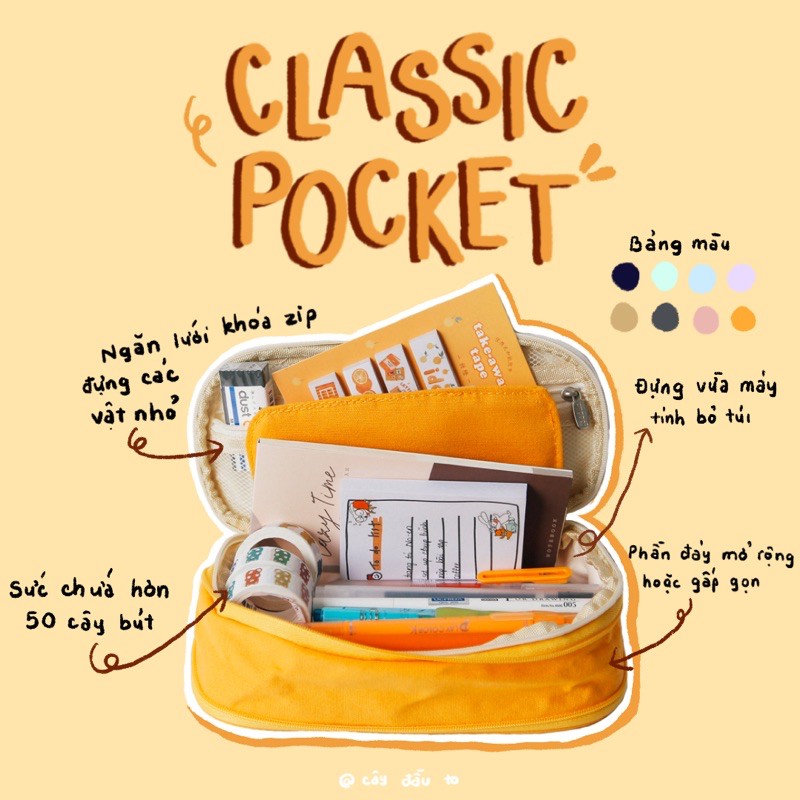 Hộp Bút Vải Đa Năng Classic Pocket