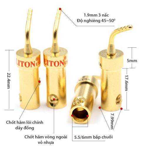 Bộ 4 Jack loa mỏ chim đồng LITON