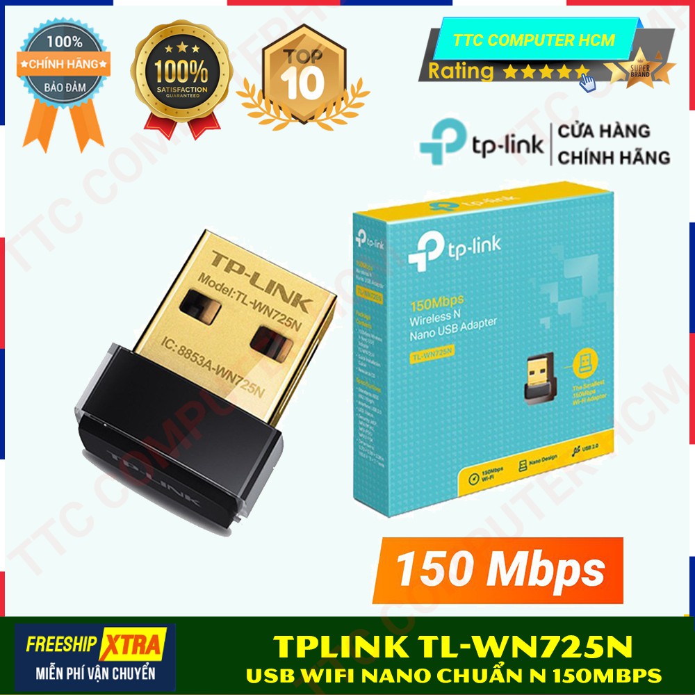USB WIFI TP-Link TL-WN725N Chuẩn N 150Mbps | TP-LINK TL-WN725N 150Mbps Wireless N Nano USB Adapter