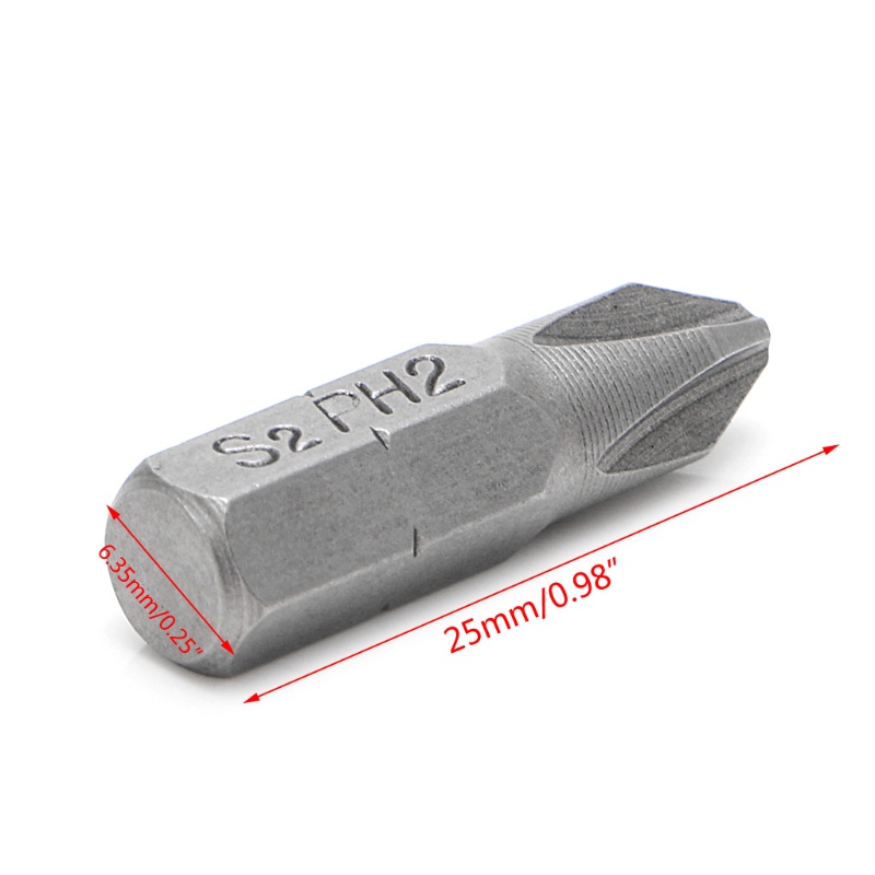 Set 10 Mũi Vít Lục Giác 25mm PH2 Bằng Thép Từ Tính Chống Trượt Tiện Dụng