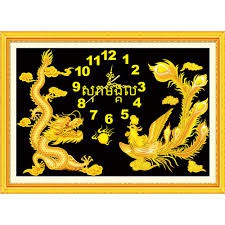 TRANH THÊU ĐỒNG HỒ LONG PHỤNG XUM VẦY E35 (70X50)