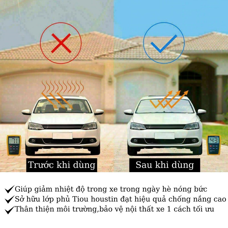 [Loại 1] Ô (dù) che chắn nắng kính lái xe hơi ô tô Cao Cấp, tiện dụng, gấp gọn, chắn nắng-giảm nhiệt độ-bảo vệ nội thất