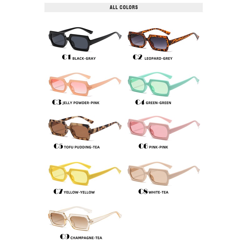 Kính thời trang hip-hop cá tính đa giác màu kẹo kính kính gọng nhỏ cổ điển