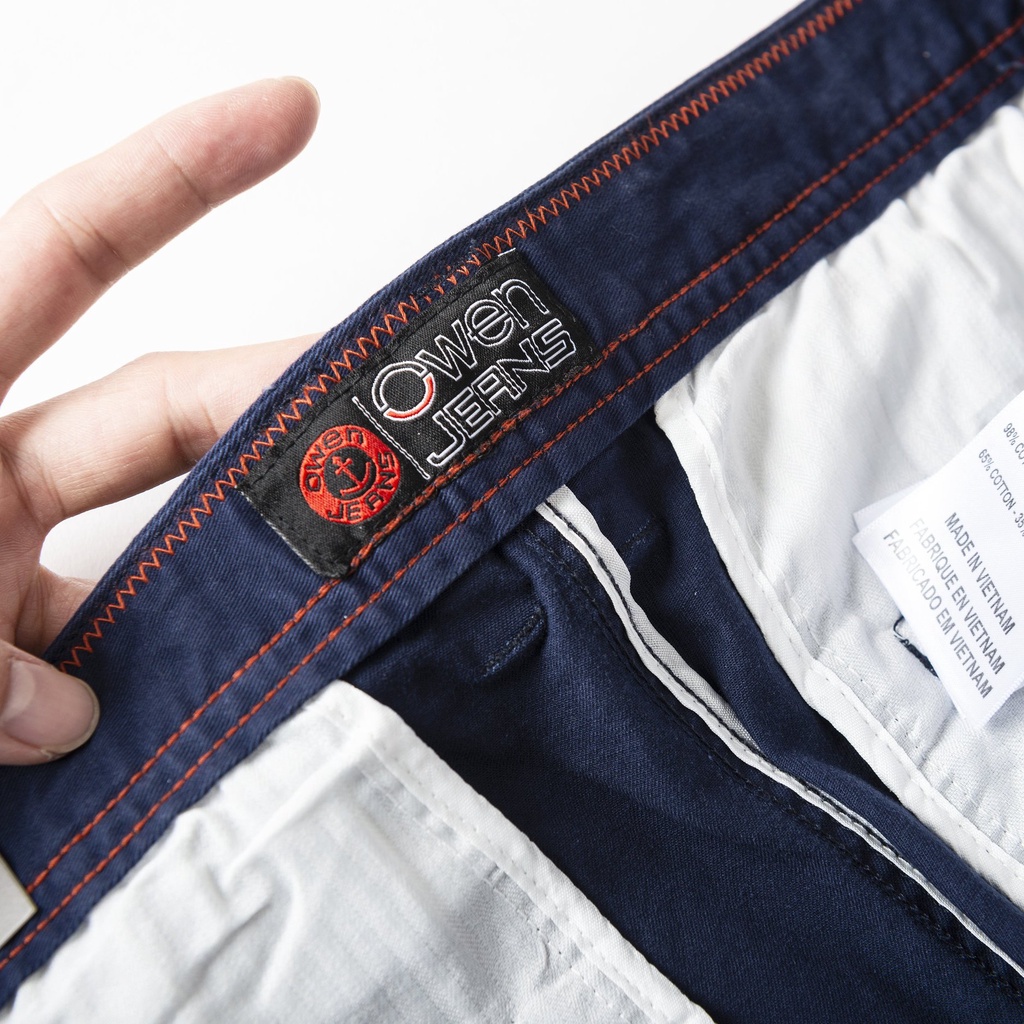 Quần kaki nam OWEN chuẩn hãng màu xanh than chất vải cotton cao cấp co giãn dáng suông trẻ trung năng động lịch sự