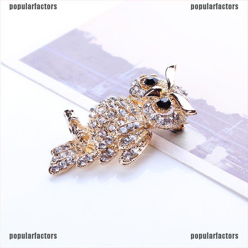 Ghim cài áo hình chim cú đính đá dễ thương