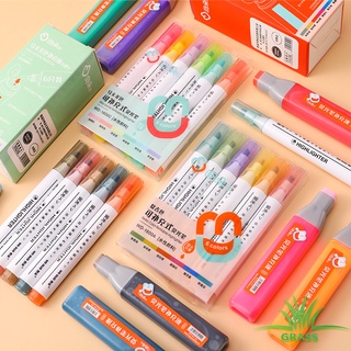 Bút nhớ, highlight dạ quang đánh dấu ghi chú GRASS màu nổi túi 6 bút