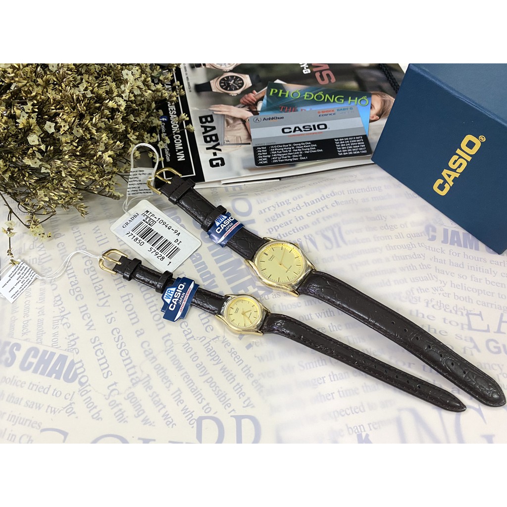 Đồng hồ đôi nam nữ dây da Casio Anh Khuê MTP/LTP 1094Q-9A