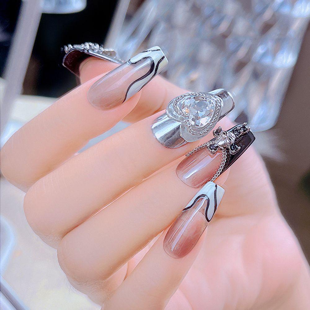 Phụ Kiện Trang Trí Móng Tay Hình Trái Tim Lấp Lánh Sang Trọng DIY