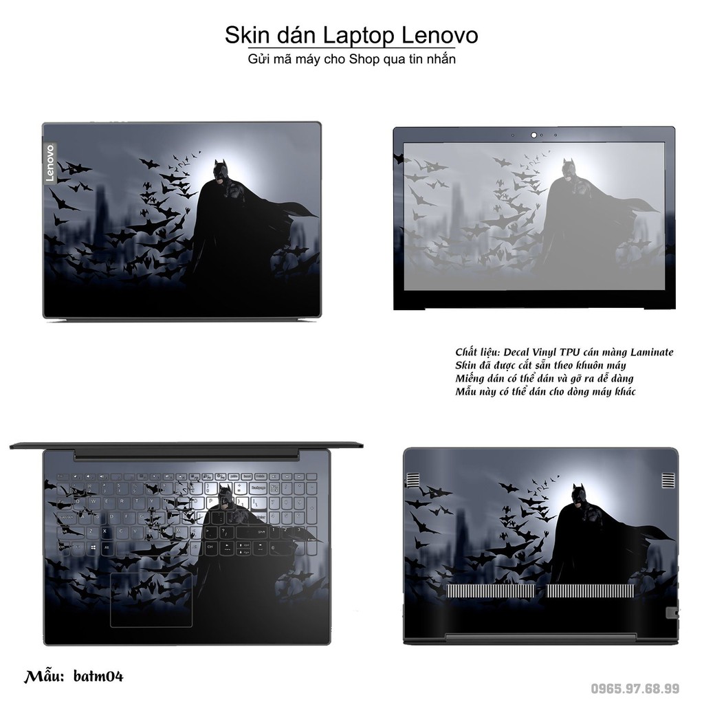 Skin dán Laptop Lenovo in hình Người dơi (inbox mã máy cho Shop)