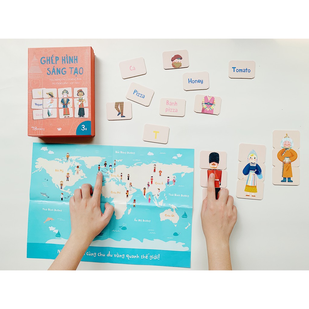 Flashcard - Bộ Thẻ Ghép hình sáng tạo - Học bảng chữ cái tiếng Anh và khám phá văn hóa - Crabit Kidbooks