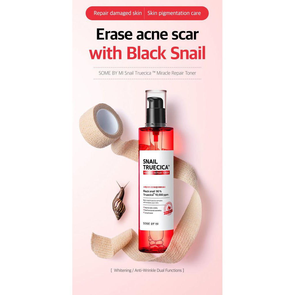 Nước Hoa Hồng Cân Bằng Da, Giúp Da Săn Chắc Chiết Xuất Ốc Sên Some By Mi Snail Truecica Miracle Repair Toner 135ml