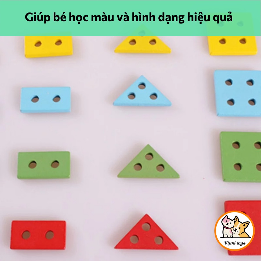 Đồ chơi tàu hỏa thả gỗ cho bé thông minh Kumi toys