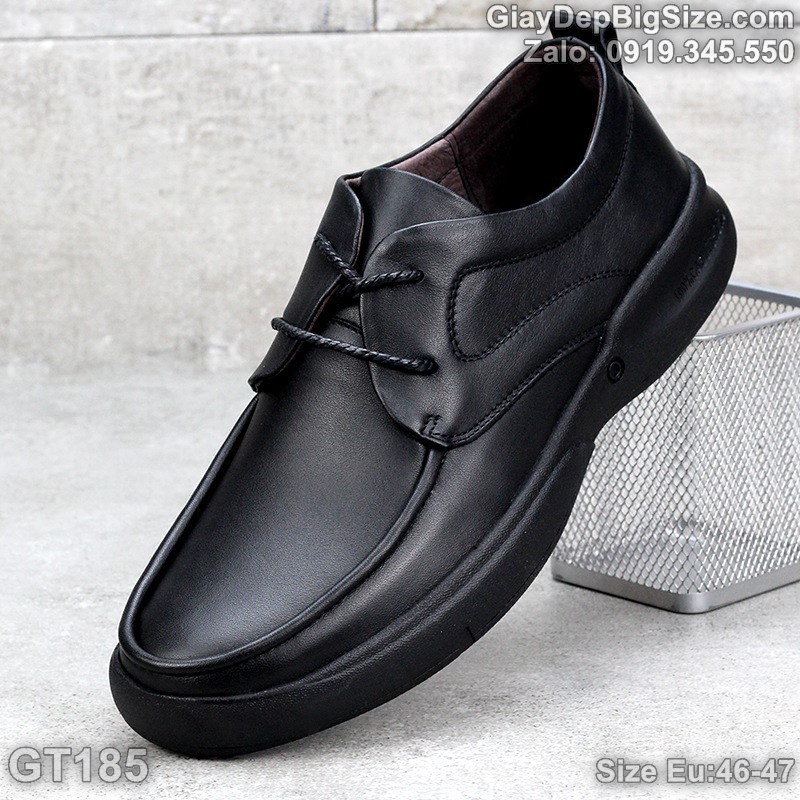 Giày công sở da thật, giày tây đế bằng big size cỡ lớn Eu:46-47 cho nam chân to - GT185