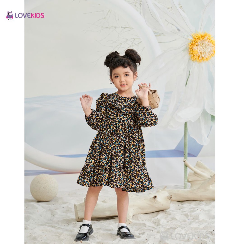 Đầm dài tay phối bèo - Lovekids