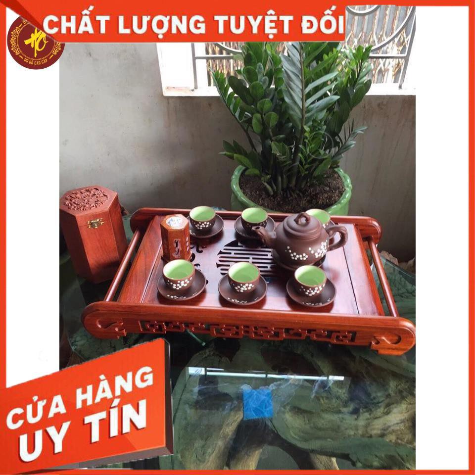 [ COMBO 4 MÓN GIÁ RẺ ] Bộ Combo Khay trà Như ý : khay trà gỗ hương + hộp chè + lọ tăm + ấm chén - FREE SHIP TOÀN QUỐC