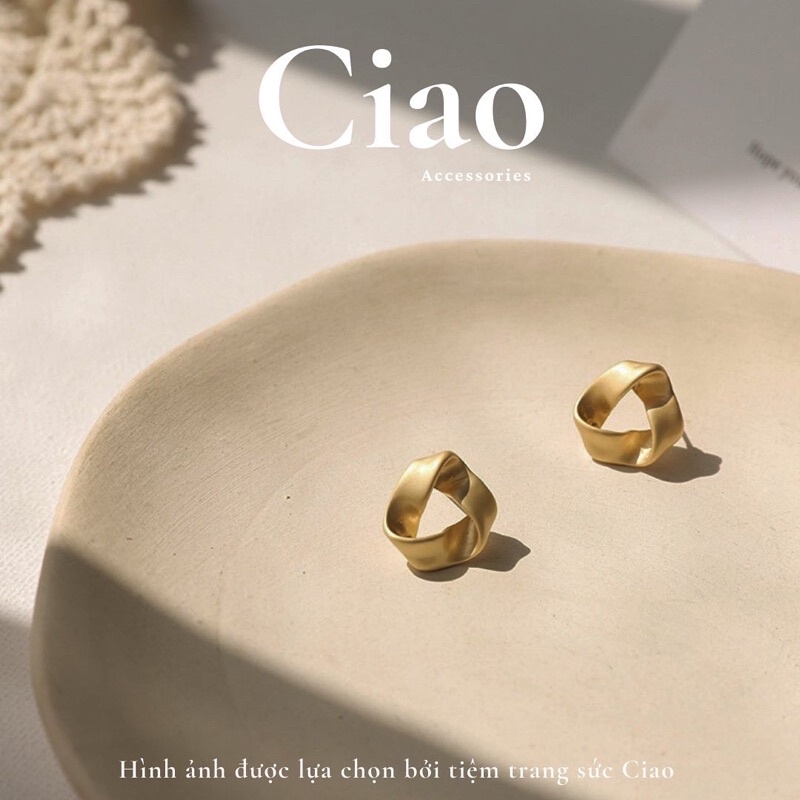 [HOẢ TỐC 1H] Khuyên tai/ Bông tai mạ bạc S925 thiết kế hình xoắn nhỏ đơn giản Retro Ciao