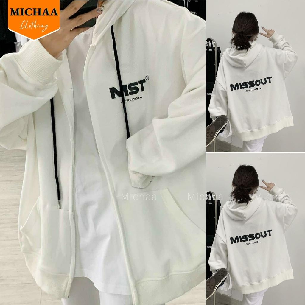 Áo Khoác Hoodie Nỉ MISSOUT Nam Nữ Ulzzang Unisex Dây Kéo Form Rộng - MICHAA