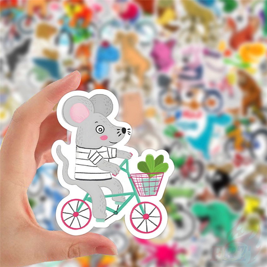 ❉ Miếng Dán Trang Trí Xe Đạp Series 01 Hình Động Vật Vui Nhộn ❉ Bộ 60 Sticker Chống Thấm Nước Họa Tiết Doodle Hợp Thời Trang