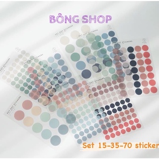 Hình dán sticker tròn Bullet Journal Bông Shop set 15-35-70 sticker