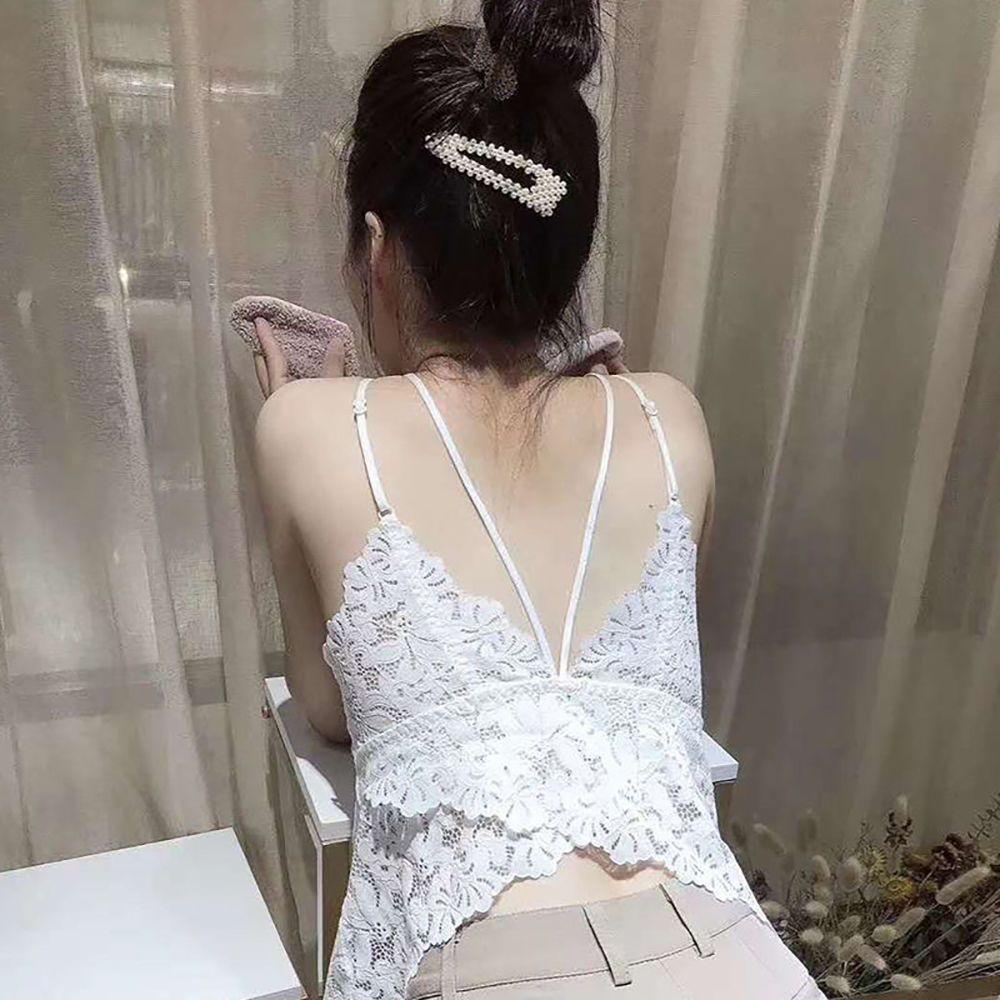 Dwayne Áo Lót Cổ Chữ V Phối Ren Họa Tiết Bướm Sau Lưng Gợi Cảm