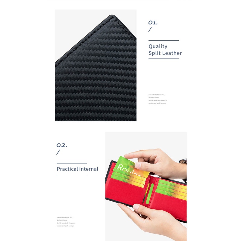 Ví Da PU Ngắn Gập Đôi Họa Tiết Sợi Carbon Phong Cách Vintage Cho Nam YOUYO