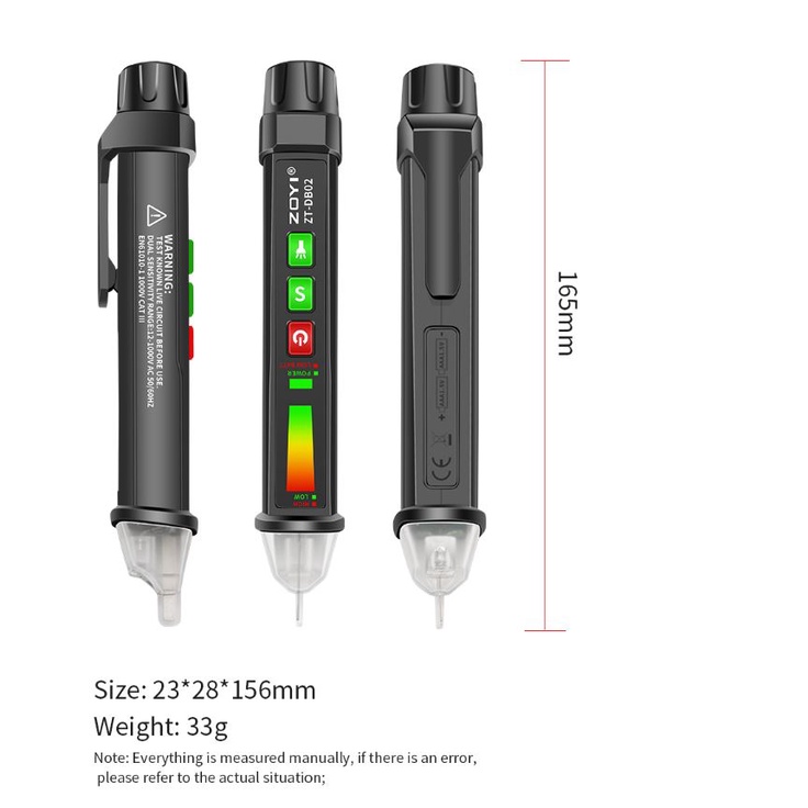 Bút dò điện không tiếp xúc NCV ZOYI ZT-DB02 cảnh báo bằng đèn led và còi báo