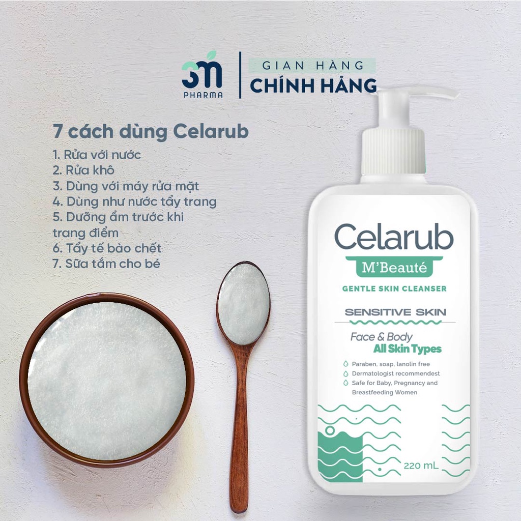 [M'SMARTY] Sữa Rửa Mặt Dịu Nhẹ Celarub Cho Da Nhạy Cảm, Da Khô, Dưỡng Ẩm, Không Chứa Xà Phòng, Cân Bằng Độ pH Cho Da 220