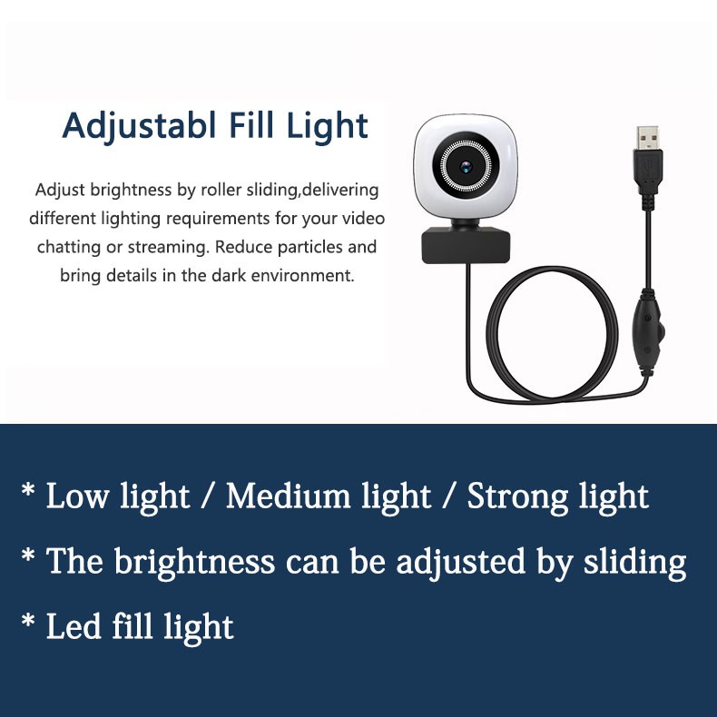 Webcam Usb 2k / 1080p Kèm Vòng Đèn Cho Máy Tính | BigBuy360 - bigbuy360.vn