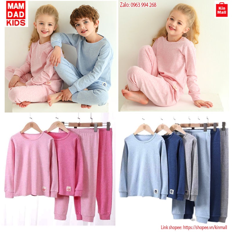 (14-46kg) Bộ Cotton Dài tay Thu Đông Hãng MamDadKids cho Bé Trai, Bé Gái