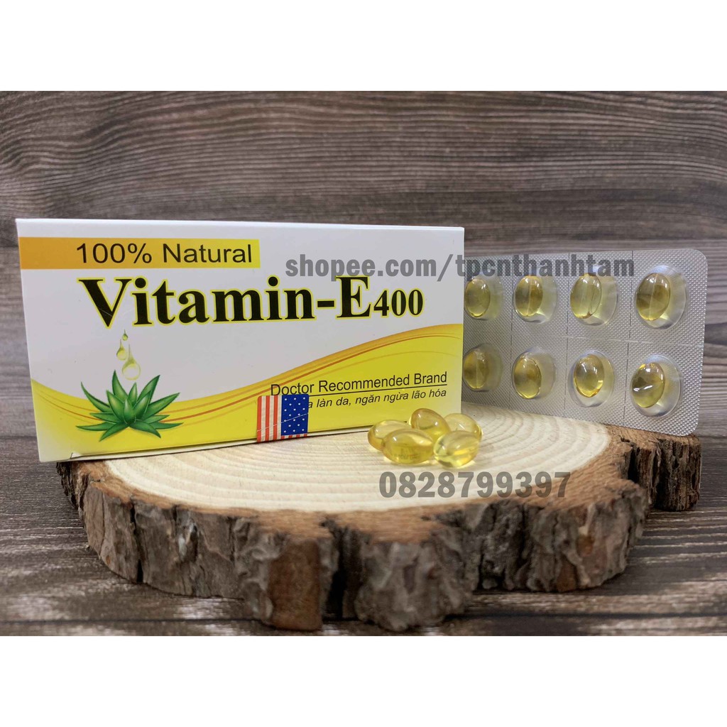 Viên uống VITAMINE 400 bổ sung vitamin E giúp làm đẹp da, trắng da, hồi phục da nhăn nheo- Hộp 100 viên