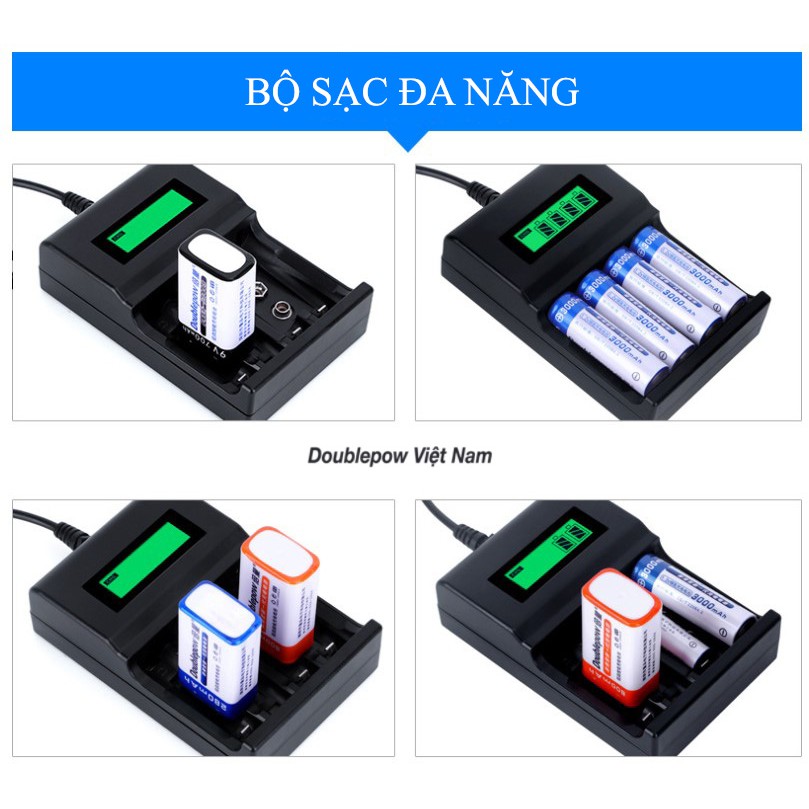 Bộ Sạc AA/AAA/9V + 4 Pin AA 3000mAh Doublepow UK95 - Pin Sạc Micro Không Dây, Đồ Chơi Điện Tử, Chuột không dây