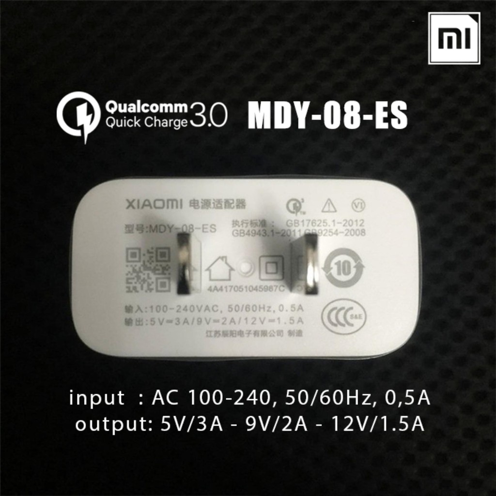 [ FREE SHIP] Bộ Củ Sạc Nhanh Xiaomi Quick Charge 3.0 Xiaomi MDY-08-ES 18W, Chân Micro USB, Type-C