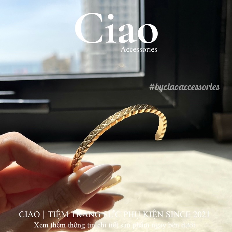 [HOẢ TỐC 1H] Vòng tay/ Lắc tay titan không gỉ thiết kế hoạ tiết đan chéo tinh tế trendy Laelie Ciao