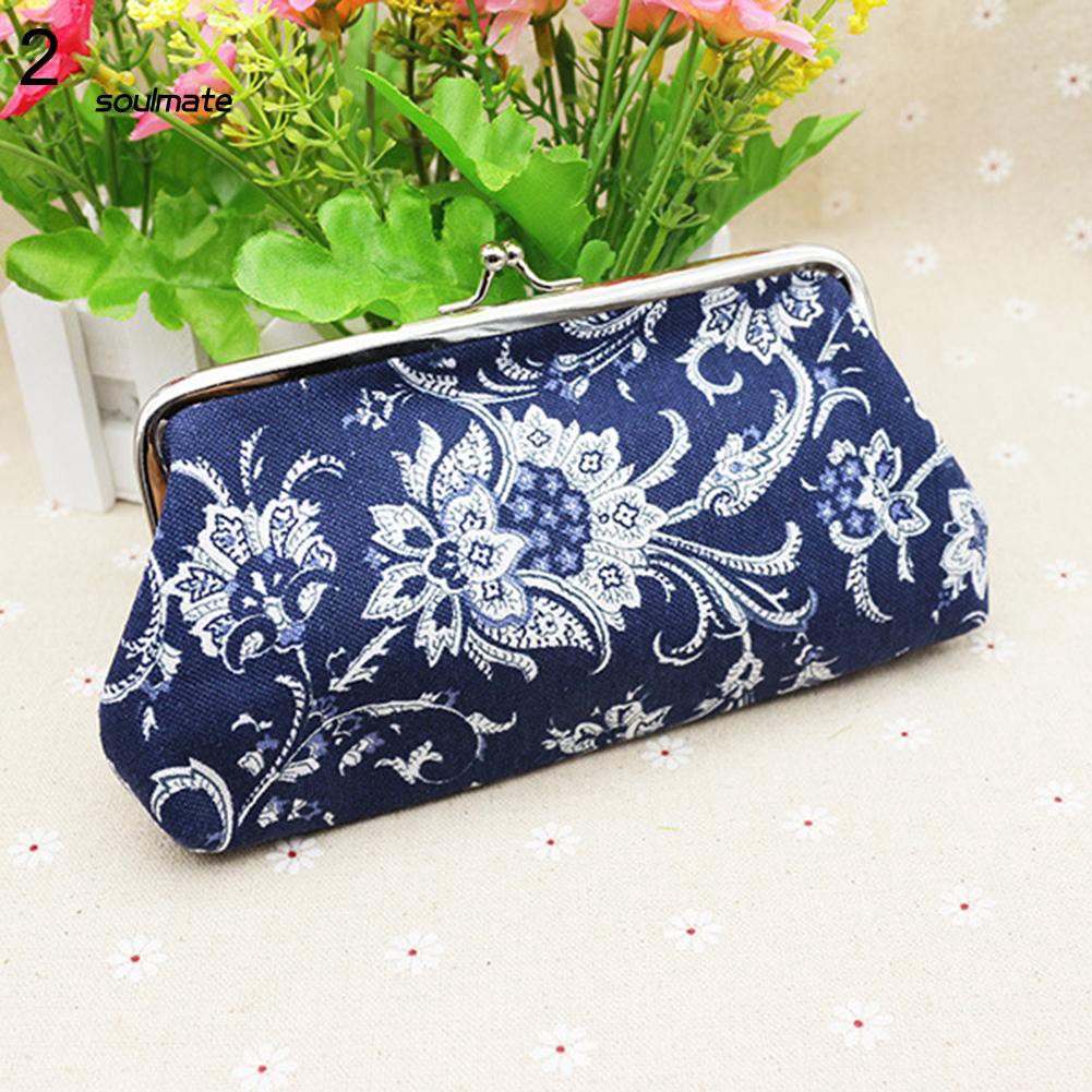 Ví Canvas Đựng Tiền Xu / Thẻ Hình Chữ Nhật In Họa Tiết Dễ Thương Cho Nữ