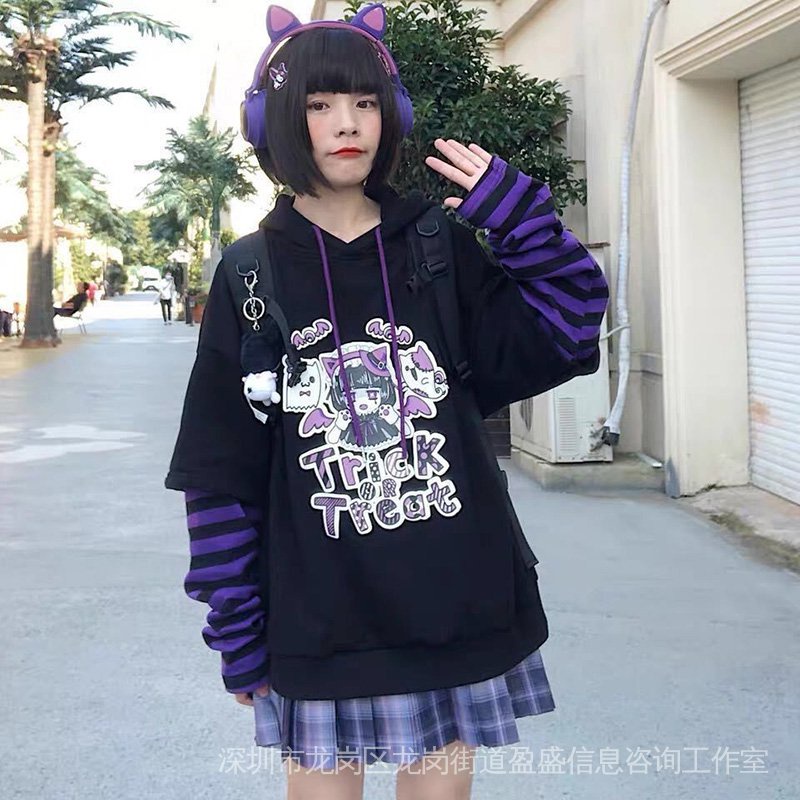 Áo Hoodie Tay Dài In Họa Tiết Y2k Phong Cách Harajuku Đáng Yêu Cho Nữ