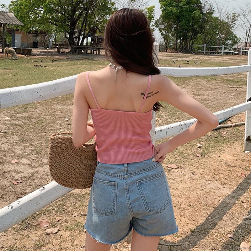 Áo Croptop Dệt Kim Thiết Kế Cổ Chữ V Khoét Sâu Quyến Rũ