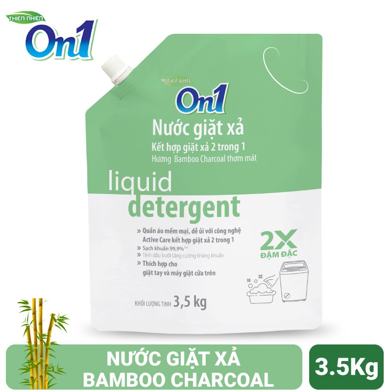 Túi nước giặt xả ON1 chống lem màu hương Bamboo Charcoal 3.5kg N6903