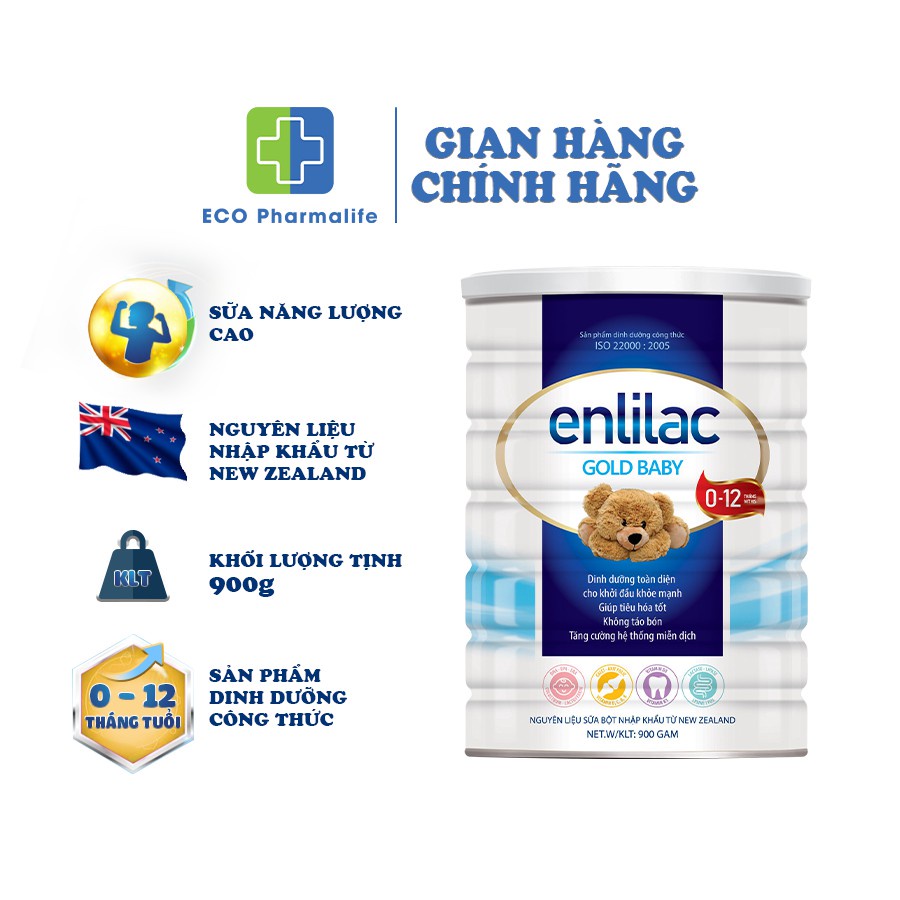 Sữa bột Enlilac Gold Baby lọ 400g và 900g giúp bé phát triển toàn diện về hệ miễn dịch, trí não, thể chất