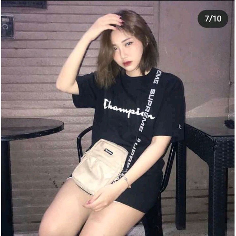[Rẻ Vô Địch] Áo Cotton Tay Lỡ Unisex -- Áo Cham Thêu(Ảnh Thật)