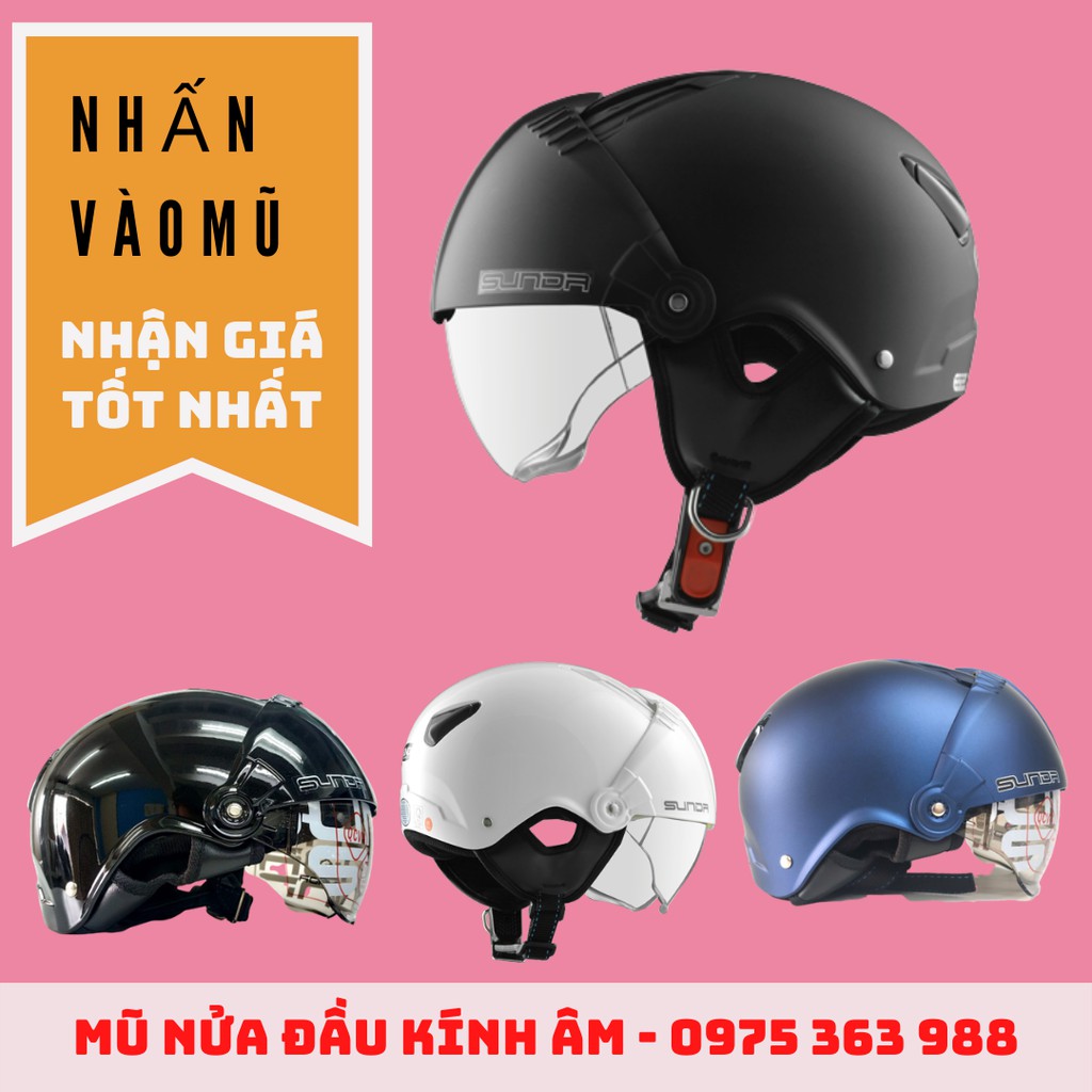 Mũ bảo hiểm SUNDA 135D mũ bảo hiểm nửa đầu dấu kính tháo lót tiện lợi và thời trang