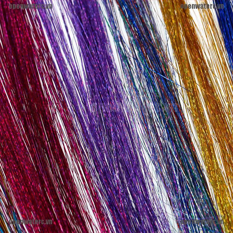 OPC 120 Strands Hair Tinsel Bling Silk Hair Flare Strands Glitter Rainbow Hair Decor