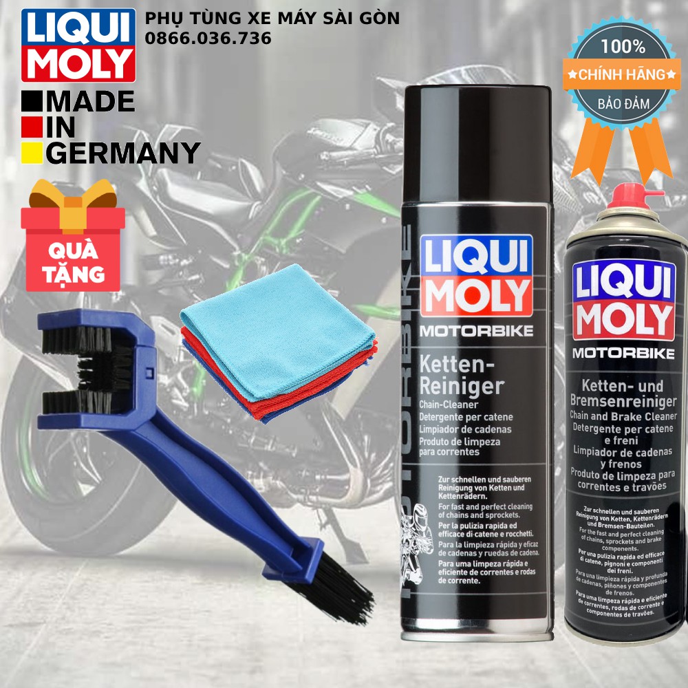 Rửa sên LIQUI MOLY 1602 500ml cùng bàn chải 3D - Tặng khăn lau sên