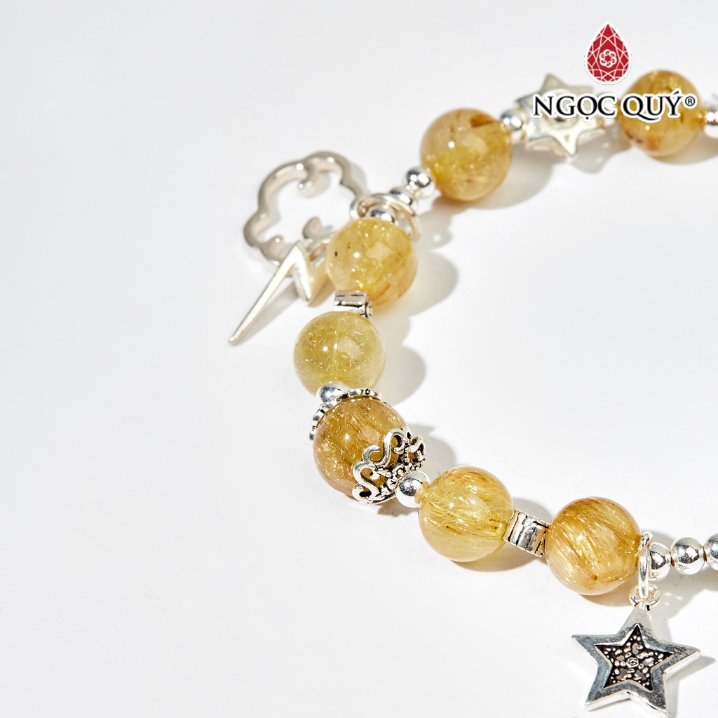 Vòng tay TA tóc vàng phối charm mây sét hạt 5mm - Ngọc Quý