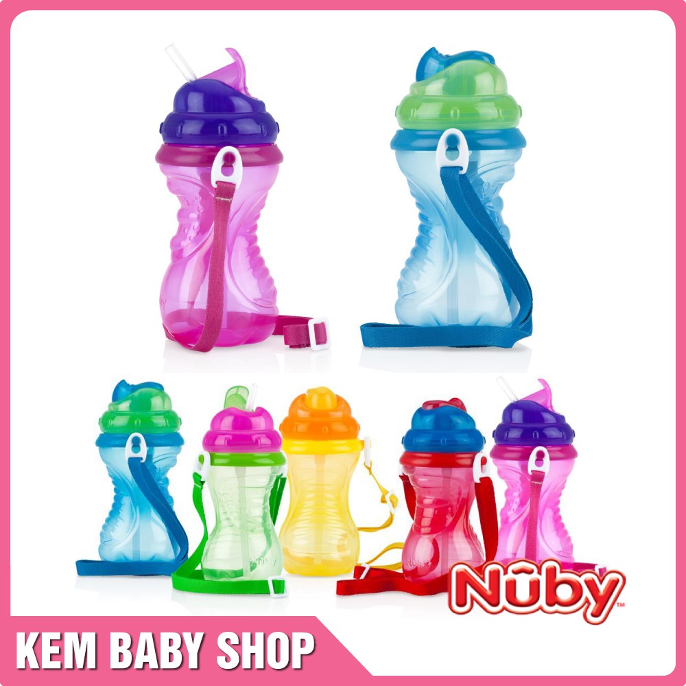 Bình uống nước kèm dây đeo Nuby 420ml