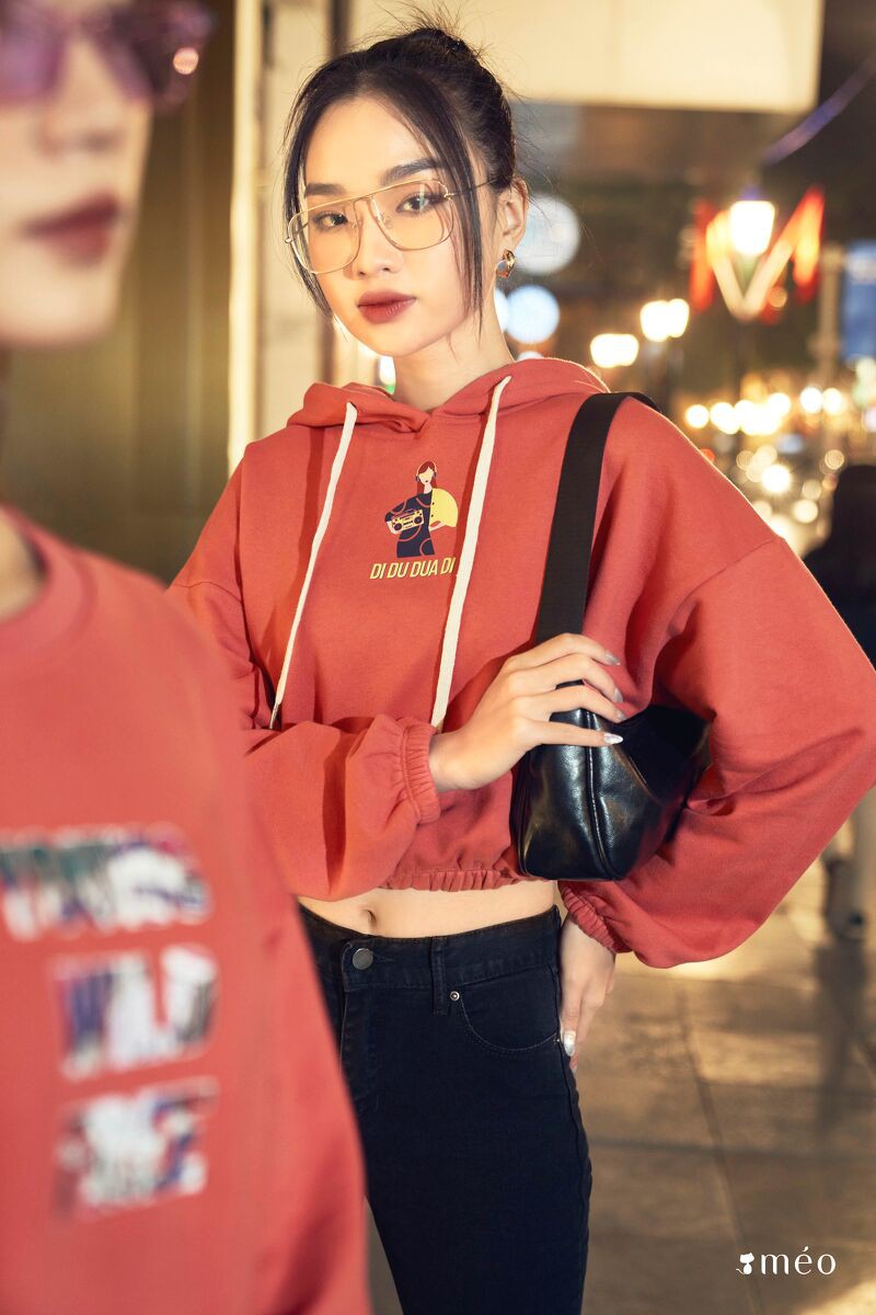 Áo Nỉ croptop dài tay có mũ Di Du Dua Di Méo Shop | BigBuy360 - bigbuy360.vn