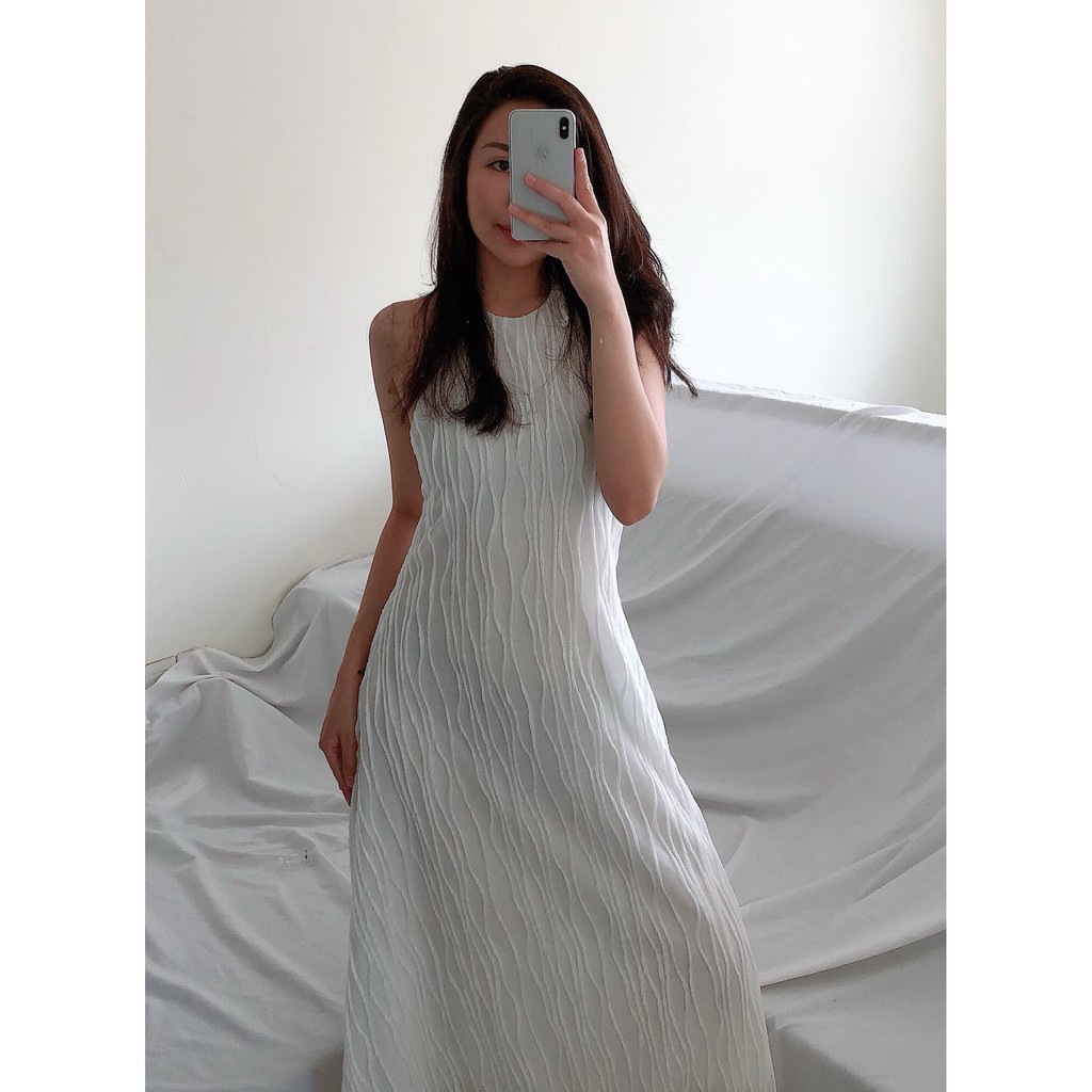 WHITELAZZ | Đầm yếm dáng suông màu trắng Lana Halterneck Dress