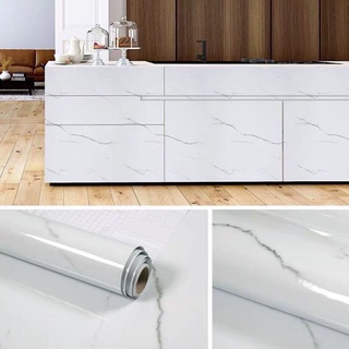 Giấy dán bếp giả đá trắng dán tường keo sẵn khổ 60 cm x 5m