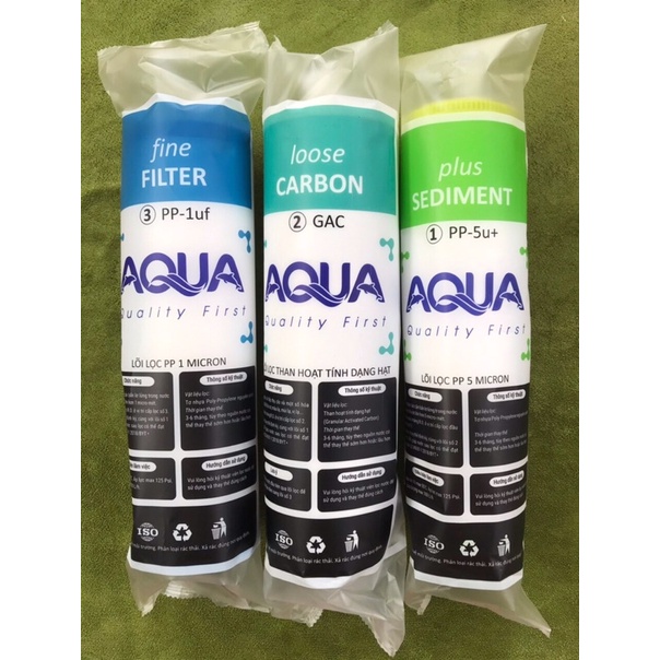 Bộ 3 lõi lọc số 123 aqua/ Bộ lõi lọc thô- hàng chính hãng