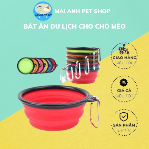 Bát ăn cho chó mèo du lịch có thể gấp gọn tiện lợi - Bát đựng thức ăn, uống nước cho chó mèo